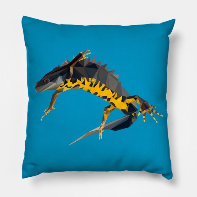 Great Crested Newt Pillow by StephenWillisArt
