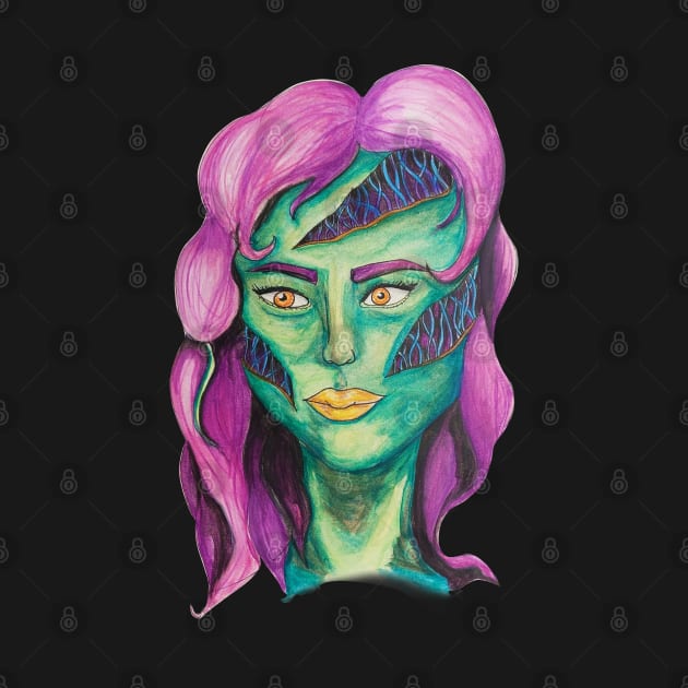 Colourful Zombie girl with stitched face by msro1