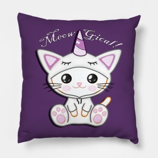 Unicorn Cat, Cute Graphic Art Trick or Treat Fun Gifts Pillow