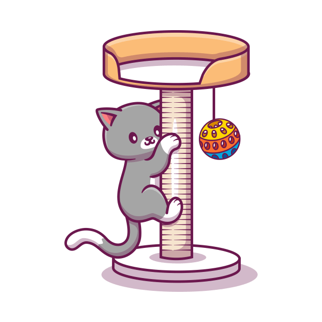 Cute Cat Climbing And Playing Ball by Catalyst Labs