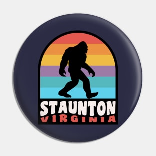 Staunton Virginia Bigfoot Sasquatch Retro Sunset Pin