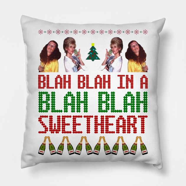 AbFab Ugly Christmas Sweater Design—Blah Blah In a Blah Blah, Sweetheart Pillow by Xanaduriffic