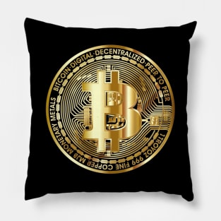 Bitcoin large coin BTC trending digital gold aesthetic design Pillow