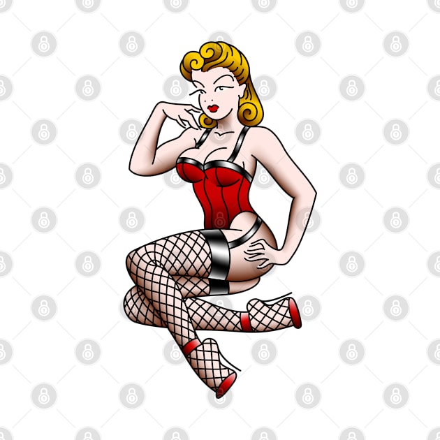 American Traditional Victory Rolls pin-up by OldSalt