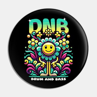 DNB - Floral Smiley Vibes (teal/yellow) Pin