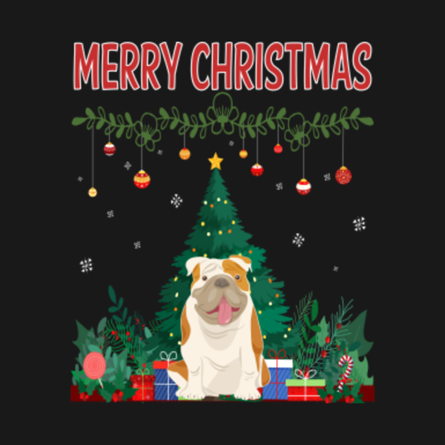 Discover Merry Christmas English Bulldog 08 - English Bulldog - T-Shirt