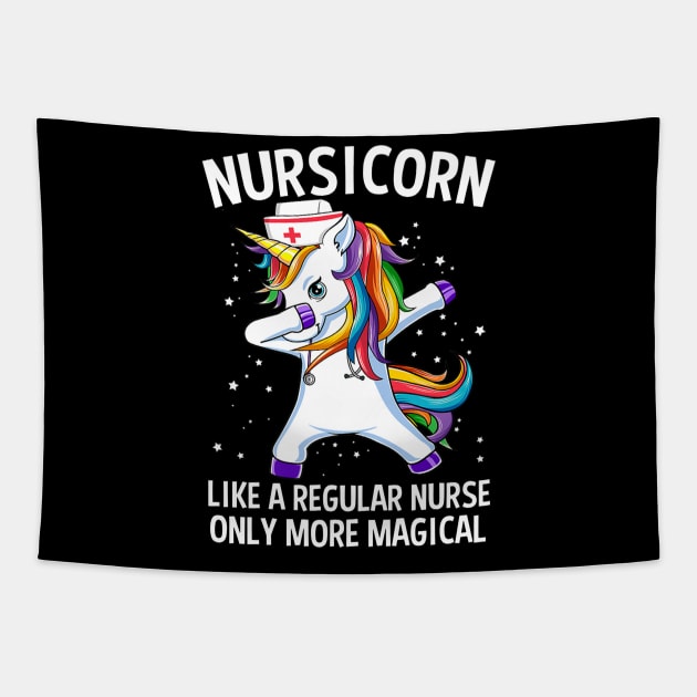 Dabbing Unicorn Nursicorn Funny Nurse Tapestry by Namio