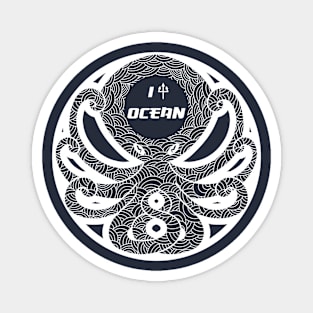 Graphic octopus (white version) Magnet