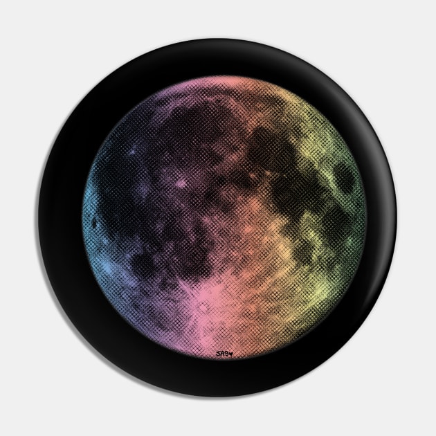 Pastel Rainbow Celestial Moon Pin by meownarchy