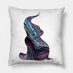 Colorful Elephant With An Ornate Illustration Pillow