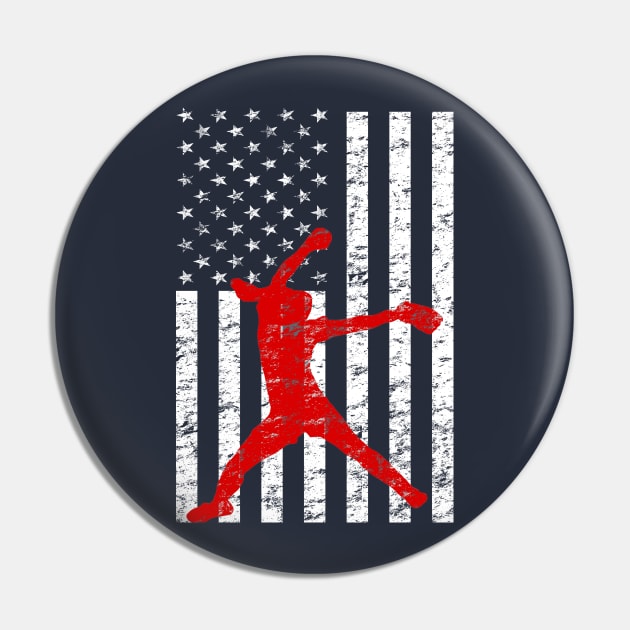 Softball Pitching American Flag Fastpitch Softball Pitcher Pin by TeeCreations