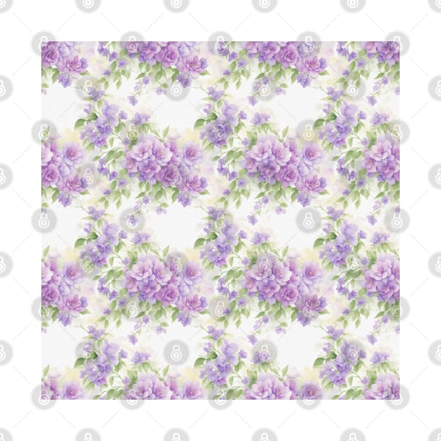 Wild Violet Flowers Pattern - Watercolor by Victoria's Store