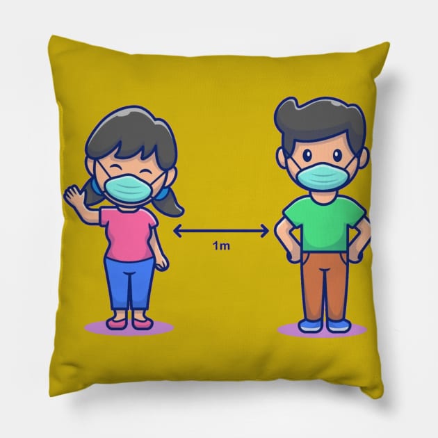 stay safe and maintain social distance Pillow by Bravetee