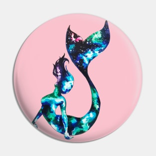 Galaxy Mermaid Silhouette Pin