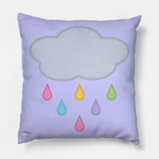 Raining Rainbow Raindrop Rain Cloud in Purple Pillow