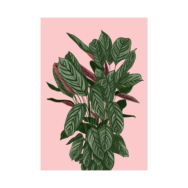 Modern House plant in pink 5, Abstract Plant Art by gusstvaraonica