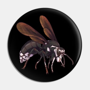 Bald faced hornet Insect Detailed Drawing Pin