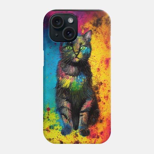 Trippy Colorful Cat Phone Case by Trip Tank