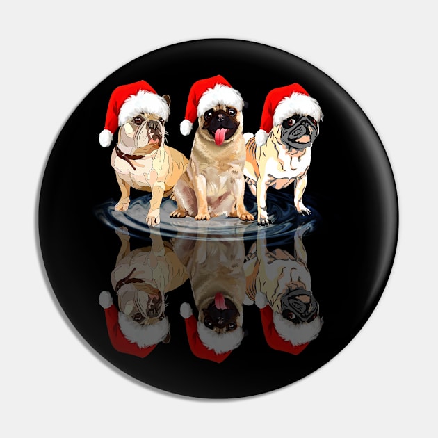 Shadow Pugs Dog Christmas Sweatershirt Cute Pugs Santar Hat Gift T-Shirt Pin by kimmygoderteart