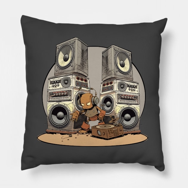 Beatbot_01 Pillow by NineBlack