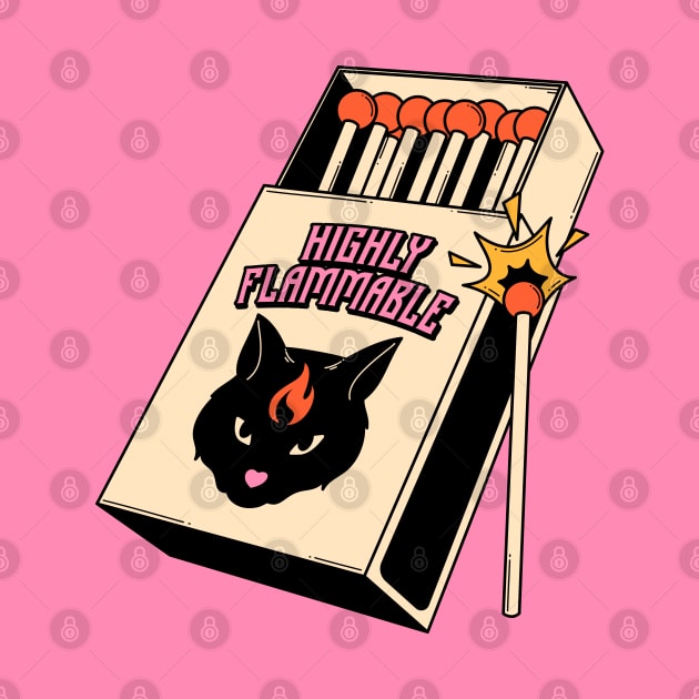 Highly Flammable Black Cat in pink by The Charcoal Cat Co.