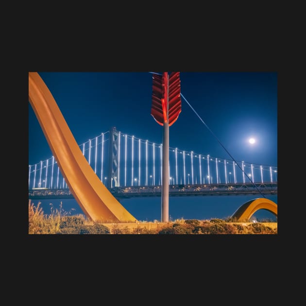 Moonrise Over Bridge by jvnimages