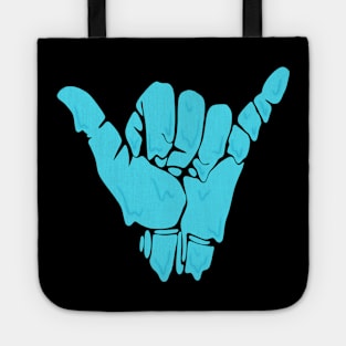 melting/dripping shaka hand in blue/teal Tote