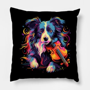 Border Collie Playing Violin Pillow