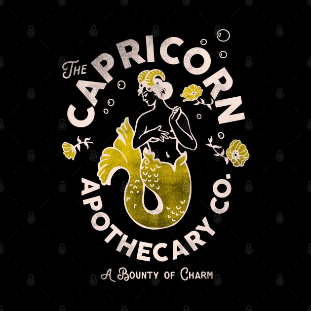 "Capricorn Apothecary Co: A Bounty Of Charm" Cool Zodiac Art by The Whiskey Ginger