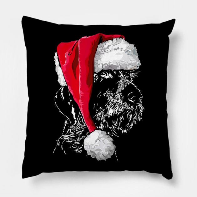 Funny German Wirehaired Pointer Santa Christmas dog mom gift Pillow by wilsigns