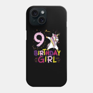 Funny Birthday Gift 9 year old Girl Dabbing Unicorn T-Shirt Phone Case