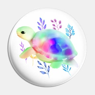 Cute Colorful Floral Sea Turtle . Pin