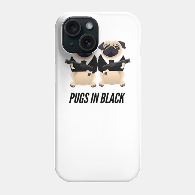 Pugs in Black Phone Case by Tacos y Libertad