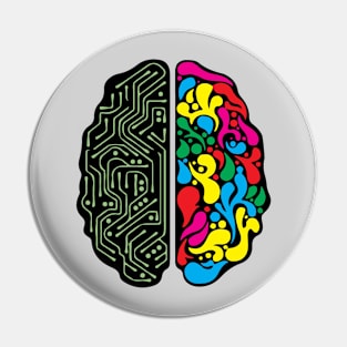 Colorful Cyborg Brain Pin