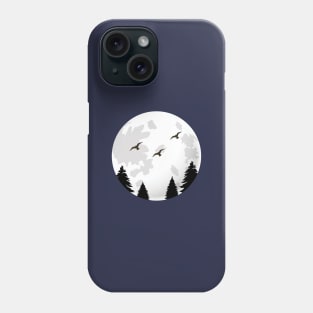 Trees and birds with moon silhouette Phone Case