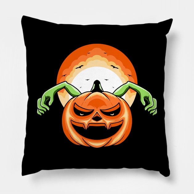 Scary Pumpkin halloween Pillow by RichoIrvansyah