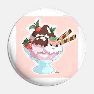 Kawaii fox ice cream Pin