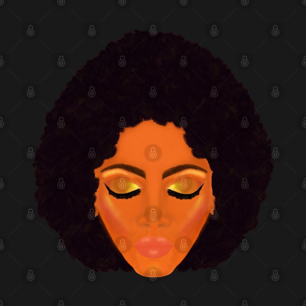 Chic Afro and Gold Makeup (Light Pink Background) by Art By LM Designs 