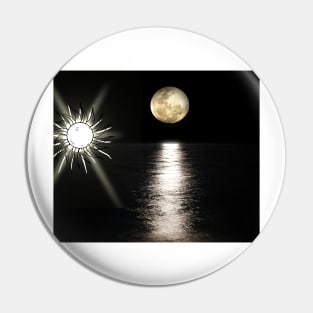 The sun with the moon on the surface of the sea Pin
