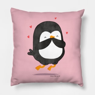 Happy Penguin in Love Pillow