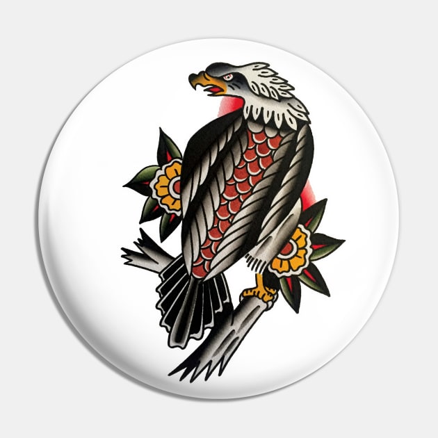 Classic Sitting Eagle Tattoo Design Pin by forevertruetattoo