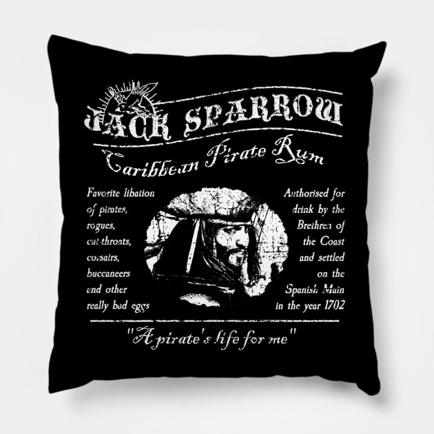 Jack Sparrow Rum distressed Pillow by woodsman