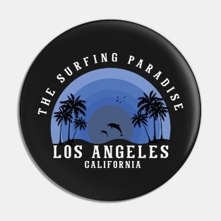 Los Angeles California Surfing Palm And Beach Paradise 80s 70s Pin