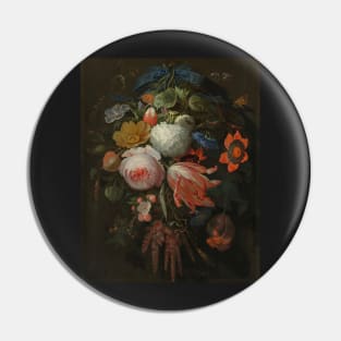 A Hanging Bouquet of Flowers - Abraham Mignon Painting Pin