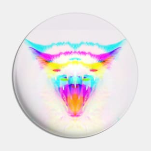 Dramabite Blue Yellow Magenta CMYK Glitch Cat Kitten Pin