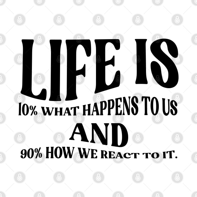 Life is 10% what happens to us and 90% how we react to it. by Liking