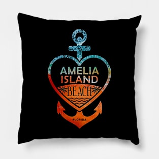 Amelia Island Beach, Florida, Sandy Heart Ship Anchor Pillow