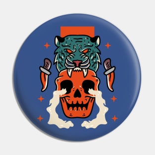 Tiger Bite Skull Pin