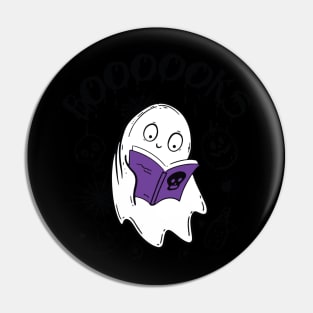 Ghost Reading Books Funny Halloween Pin