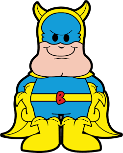 Funny Bananaman Kids T-Shirt by mighty corps studio